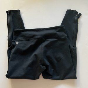 Fabletics Leggings Sz Medium M Black High Rise Cropped Crop Floral Mesh Design